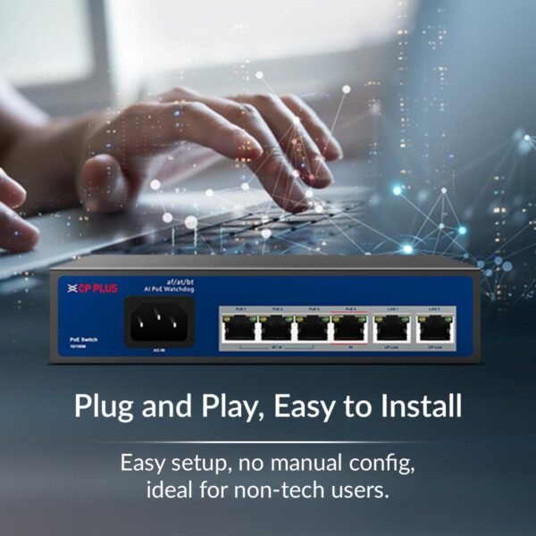 CP Plus CP-ANW-HP4H2-N65 4-Port AI PoE Switch