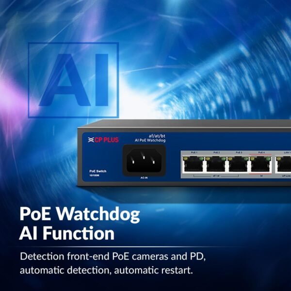 CP Plus CP-ANW-HP4H2-N65 4-Port AI PoE Switch